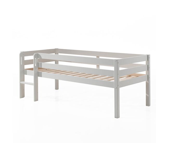 Cama de meia altura 90x200 base de ripas incluída vipack pino blanc