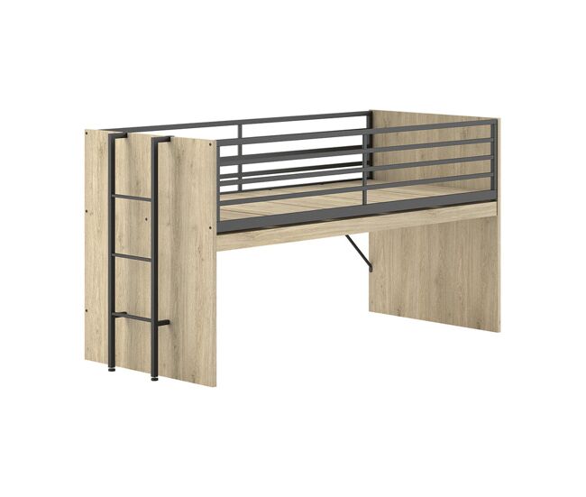 Cama de meia altura 90x200 base de ripas incluída vipack sam madeira