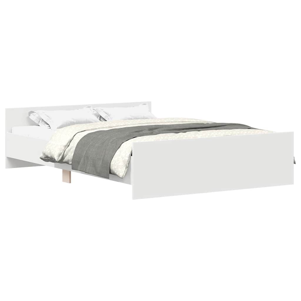 Estrutura de cama de casal para adultos com cabeceira e pés 135x190 cm branco