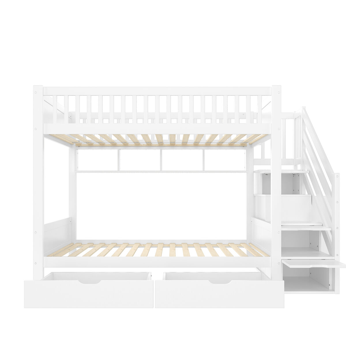 Cama alta 90x200cm - com gaveta, prateleira, armário e espaço de arrumação - branco