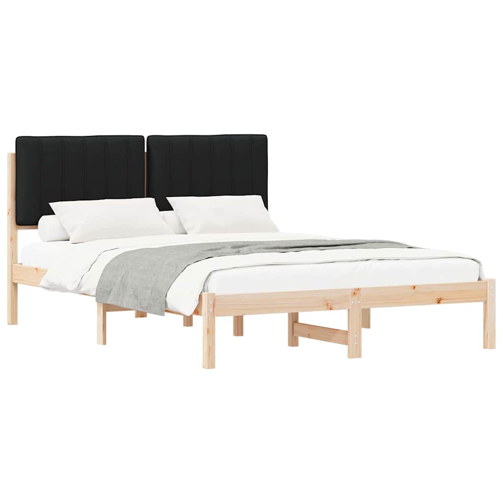 Estrutura de cama de casal moderno com cabeceira estofada preto 140 x 200 cm