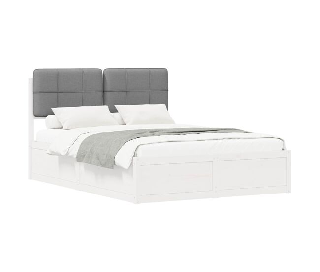 Estrutura de cama de casal moderno com cabeceira estofada cinzento-claro