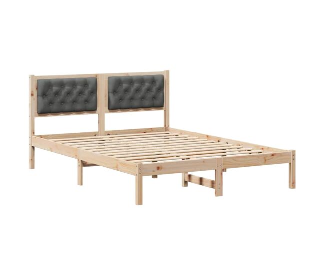 Estrutura da cama de casal simple com cabeceira cinza escuro 140 x 190 cm