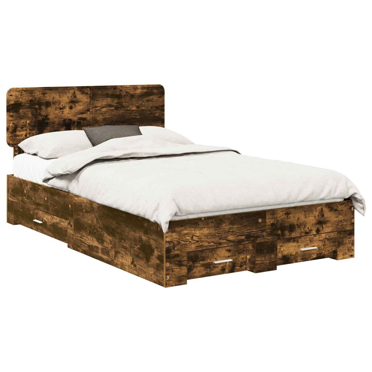 Estrutura de cama de casal com cabeceira - carvalho defumado 135 x 190 cm
