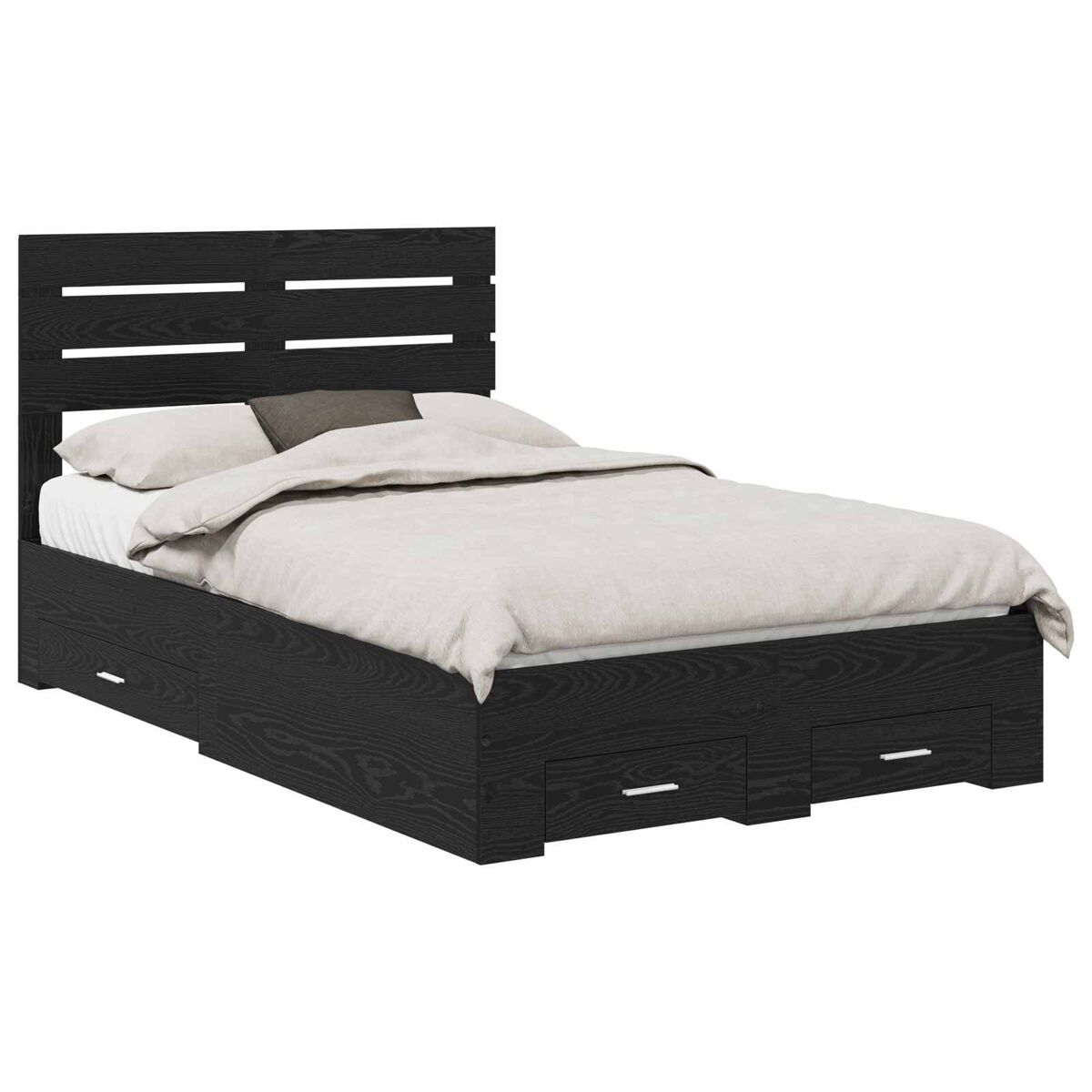 Estrutura da cama de casal moderno para adultos com gaveta com cabeceira madeira processada