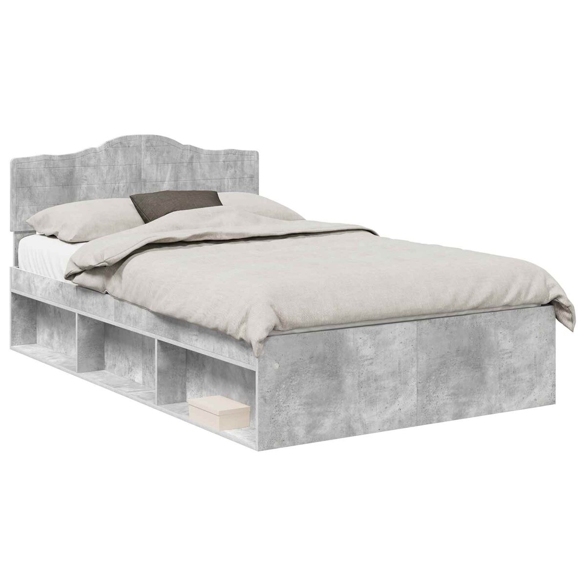 Estrutura da cama de casal simple com cabeceira cinza concreto 135 x 190 cm