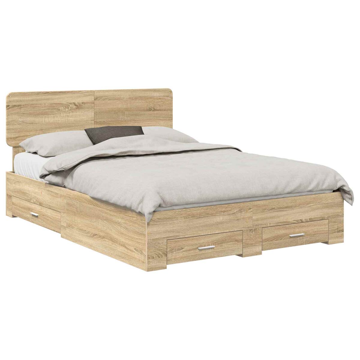Estrutura da cama de casal moderno com cabeceira carvalho sonoma 140 x 190 cm