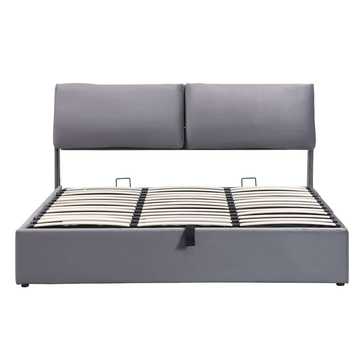 Cama estofada 160x200 - hidráulica com 3 gavetas e arrumação - cinzenta