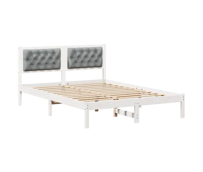 Estrutura da cama de casal simple com cabeceira cinzento-claro 140 x 190 cm