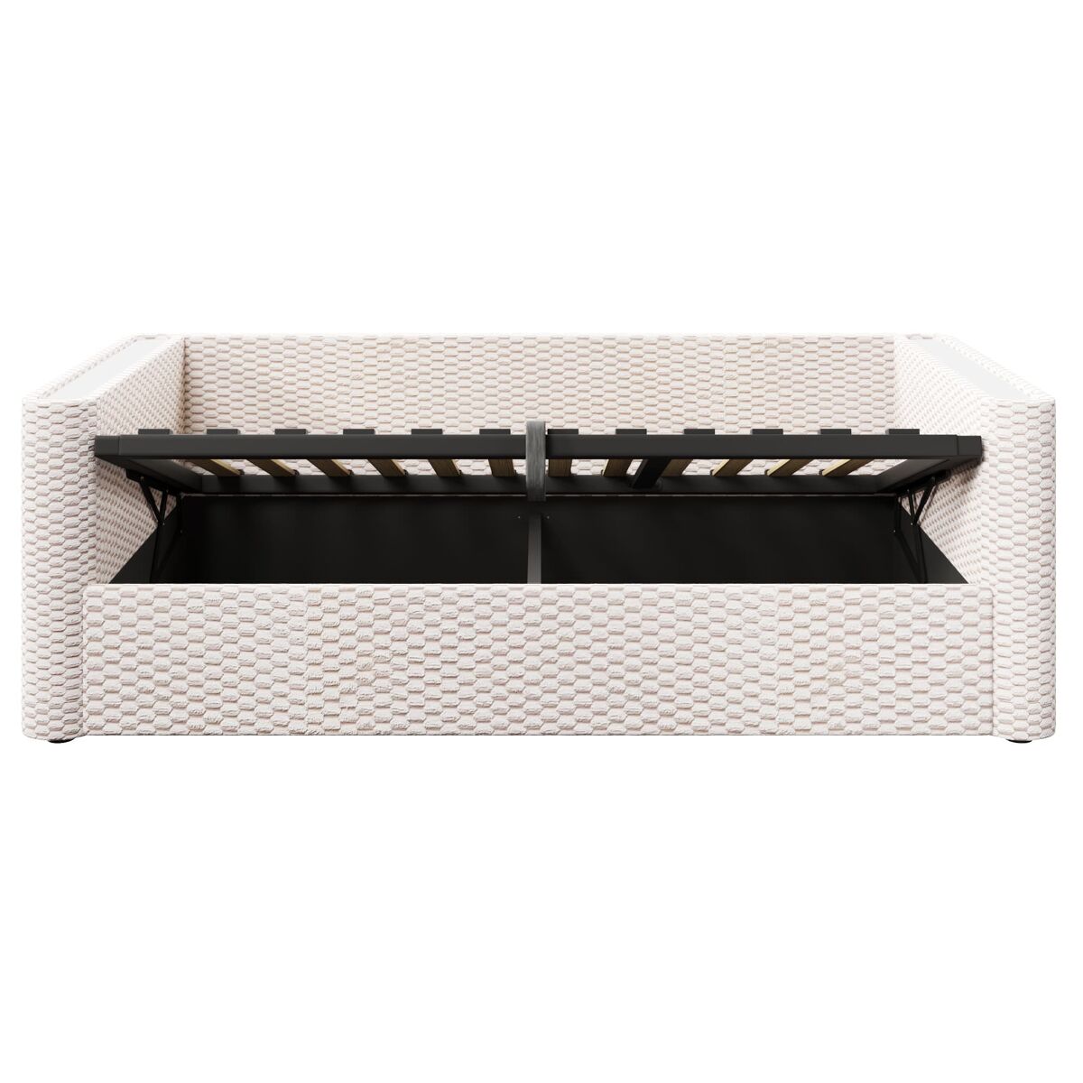 Cama de dia 90x200 cm - com iluminação led, mecanismo hidráulico de arrumação, sem colchão, bege