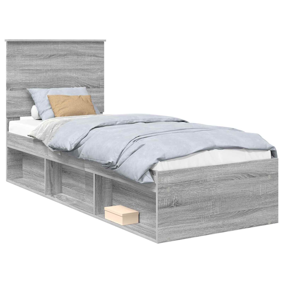 Estrutura de cama de solteiro com cabeceira - cinza sonoma 75 x 190 cm