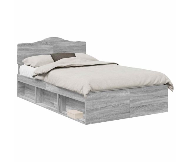 Estrutura da cama de casal simple com cabeceira cinza sonoma 135 x 190 cm