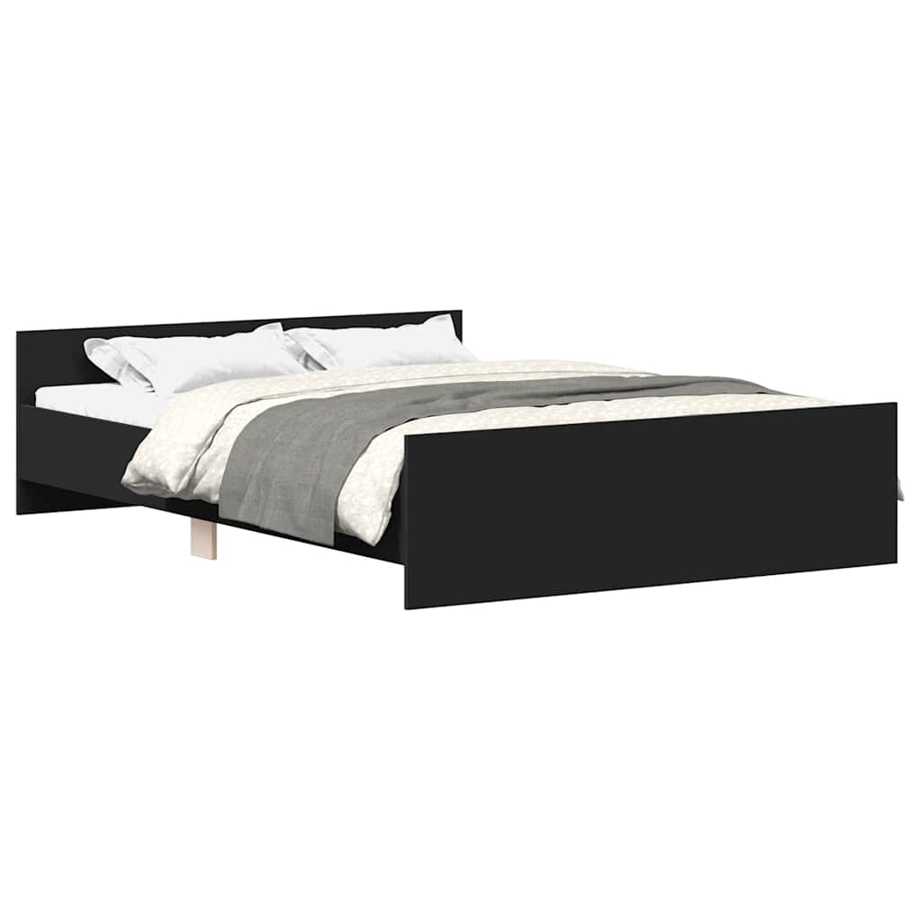 Estrutura de cama de casal para adultos com cabeceira e pés 135x190 cm preto