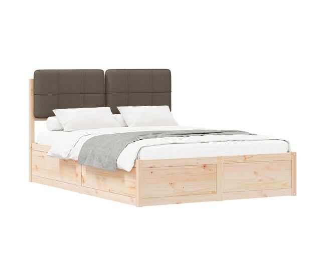Estrutura de cama de casal moderno com cabeceira estofada cinzento-acastanhado