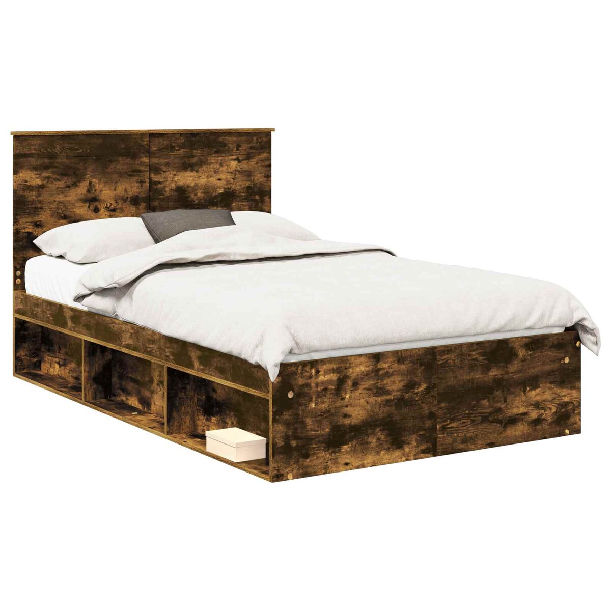 Estrutura de cama de casal com cabeceira - carvalho defumado 135 x 190 cm
