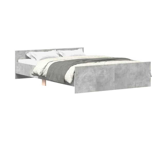 Estrutura de cama de casal para adultos c/ painéis de cabeceira e pés cinza cimento