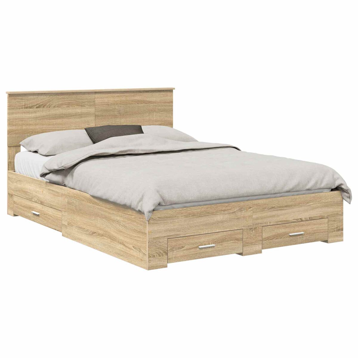 Estrutura da cama de casal moderno com cabeceira carvalho sonoma 135 x 190 cm