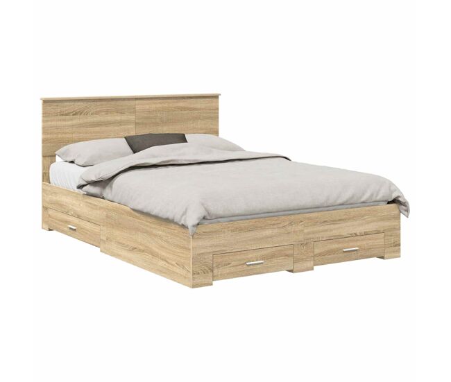 Estrutura da cama de casal moderno com cabeceira carvalho sonoma 135 x 190 cm