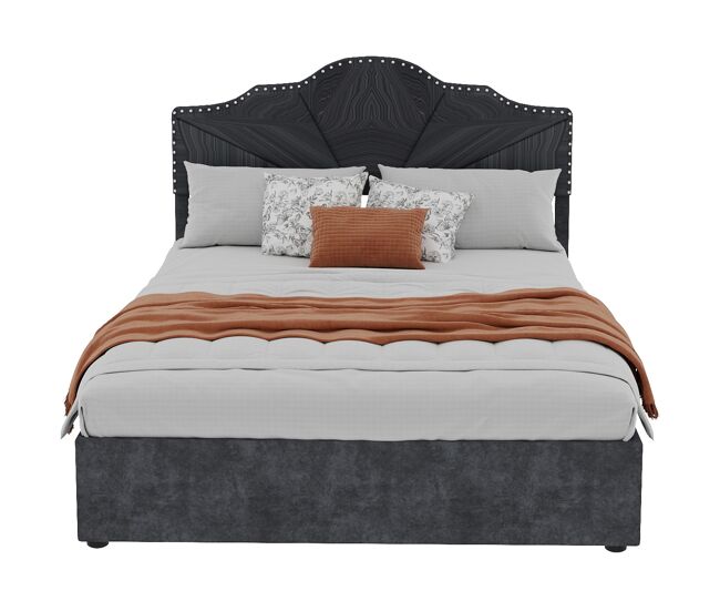 Cama estofada 160x200 - cabeceira macia e confortável, armazenamento alto com pistão - cinza