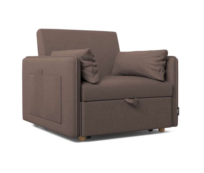 Poltrona cama nest 1 nalui recliner 3 em 1 (93x100x79cm) com 2 almofadas marrón chocolate