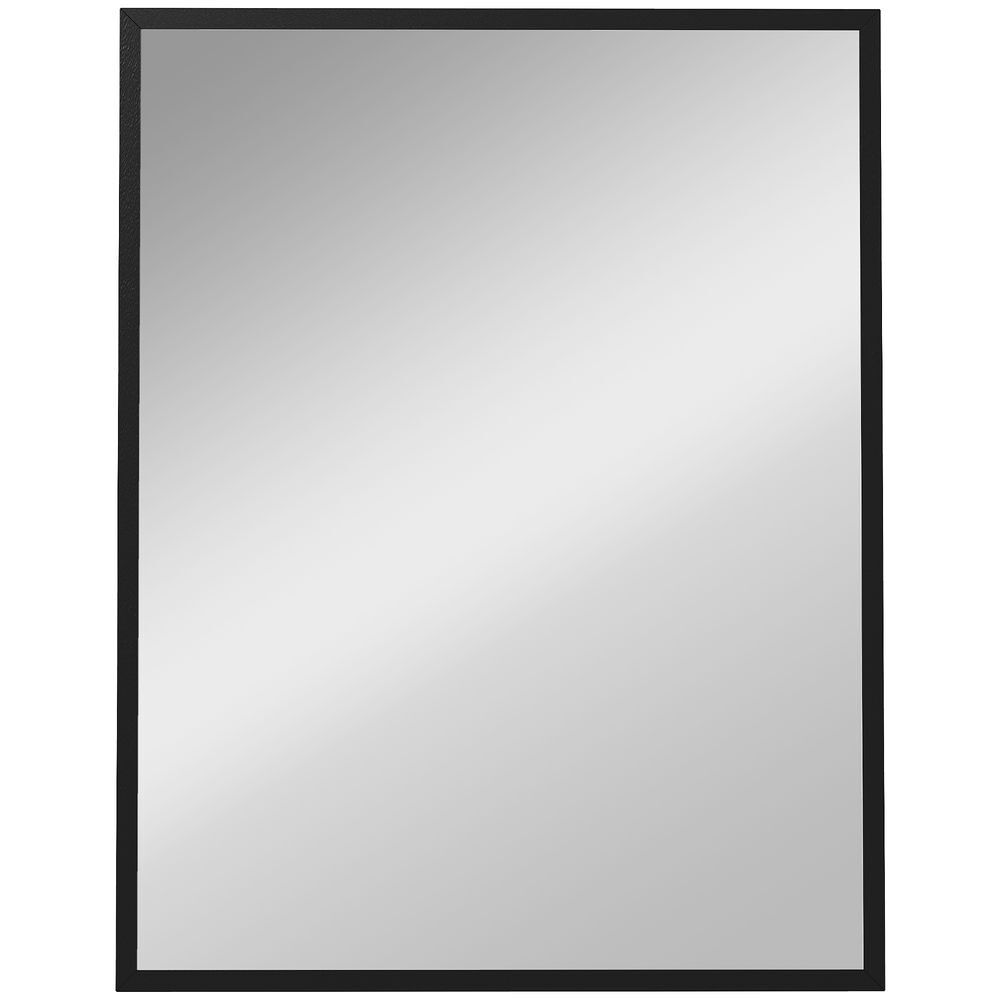 Homcom espelho de parede 70x90 cm espelho de casa de banho retangular decorativo para sala entrada corredor horizontal ou vertical preto