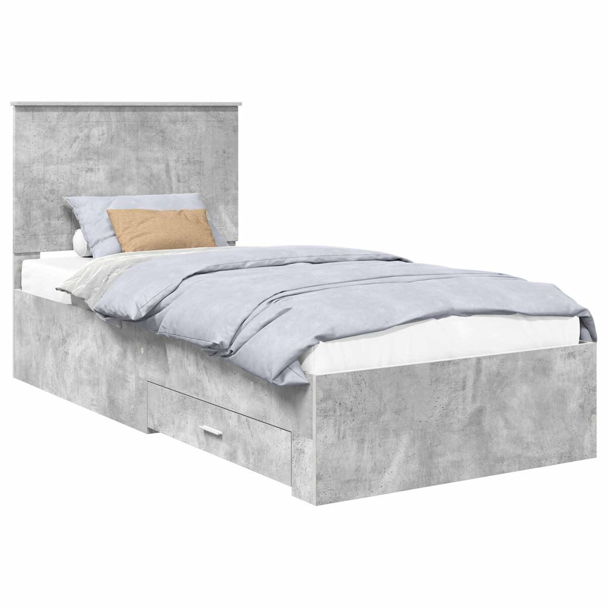 Estrutura de cama de solteiro para adultos cinzento 90 x 190 cm madeira processada
