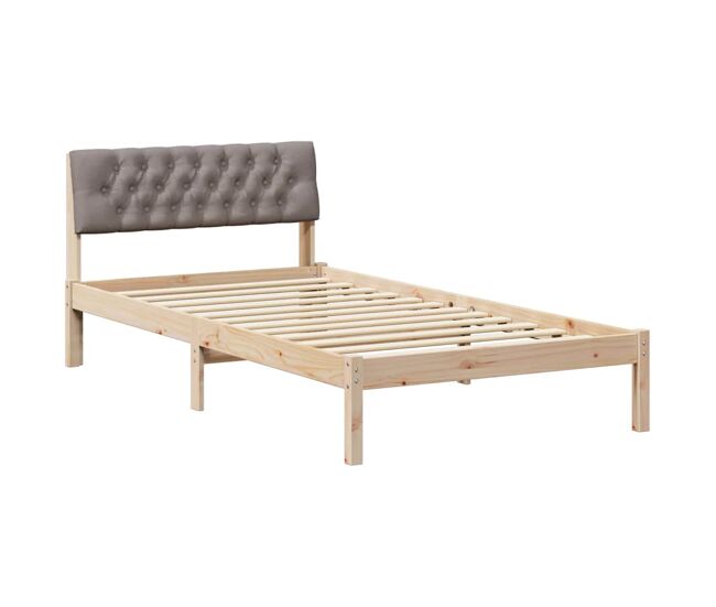 Estrutura de cama de solteiro para adultos com cabeceira - marrom e taupe 100 x 200 cm