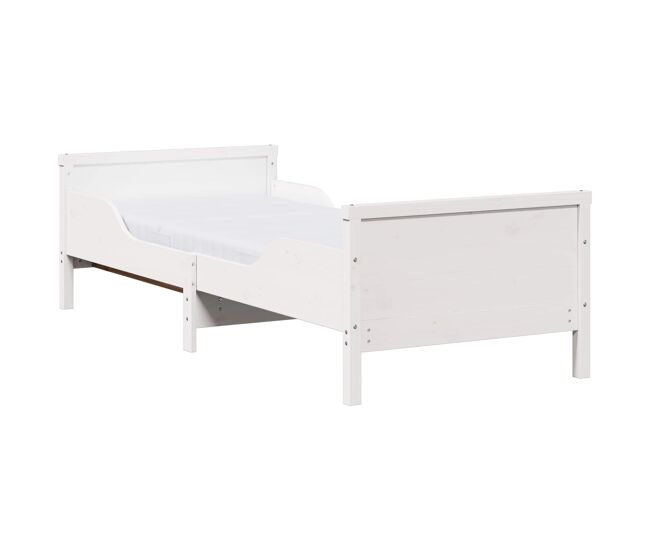 Estrutura de cama de solteiro para adultos - branco 80 x 200 cm madeira de pinheiro sólida