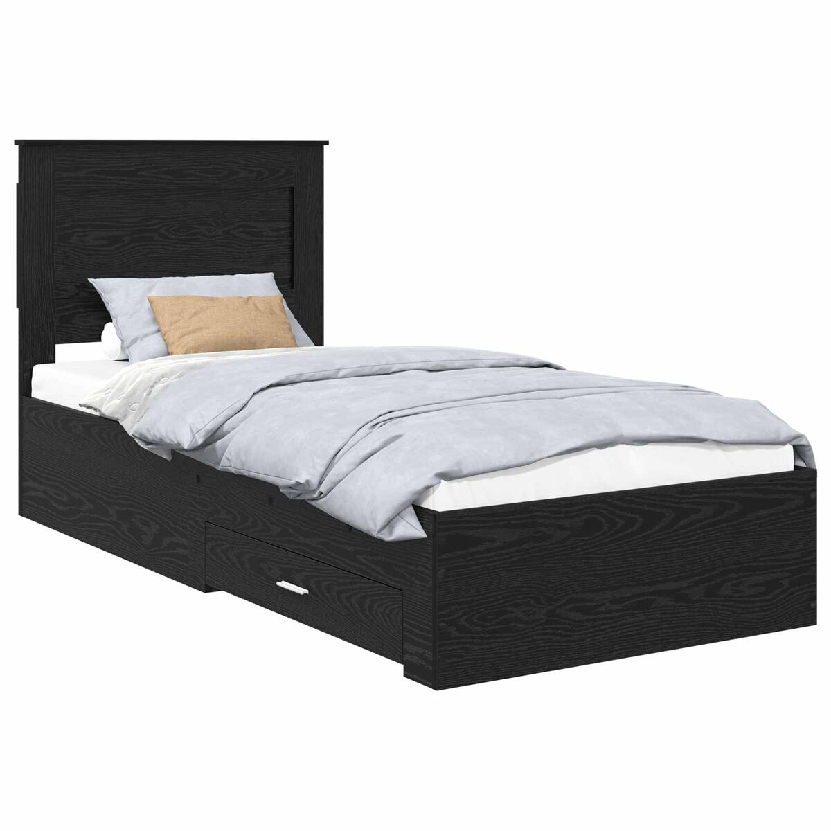 Estrutura de cama de solteiro para adultos com gaveta com cabeceira madeira processada