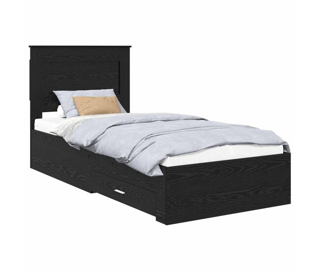 Estrutura de cama de solteiro para adultos com gaveta com cabeceira madeira processada