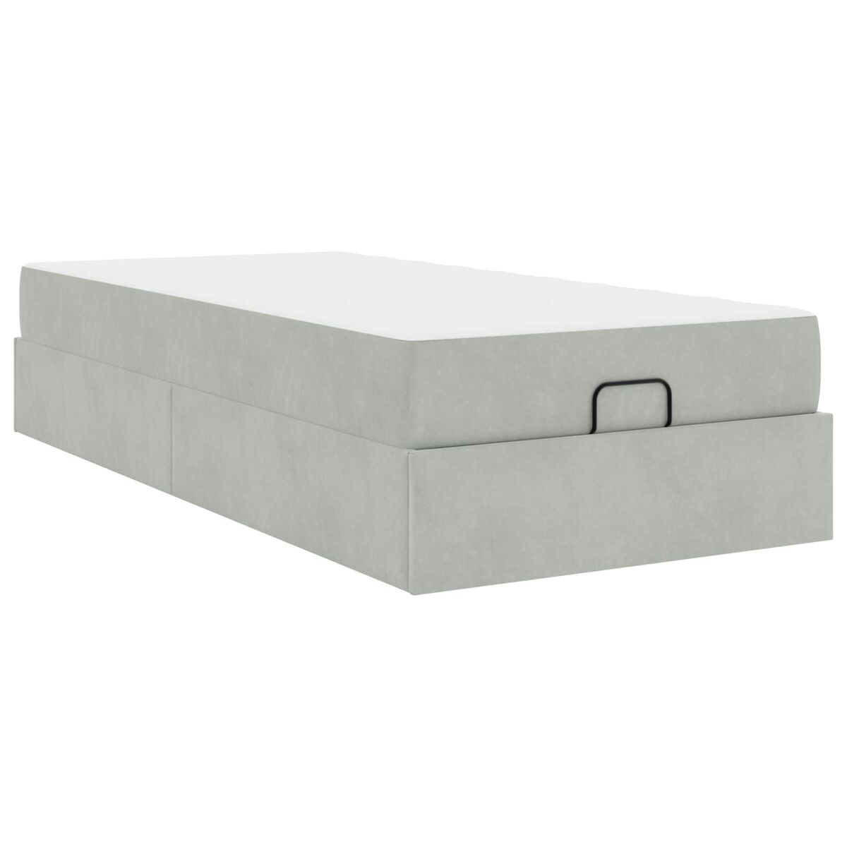 Estrutura de cama de solteiro box spring com colchão 2 pcs cinzento-claro veludo