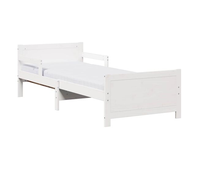 Estrutura de cama de solteiro para adultos - branco 80 x 200 cm madeira de pinheiro sólida