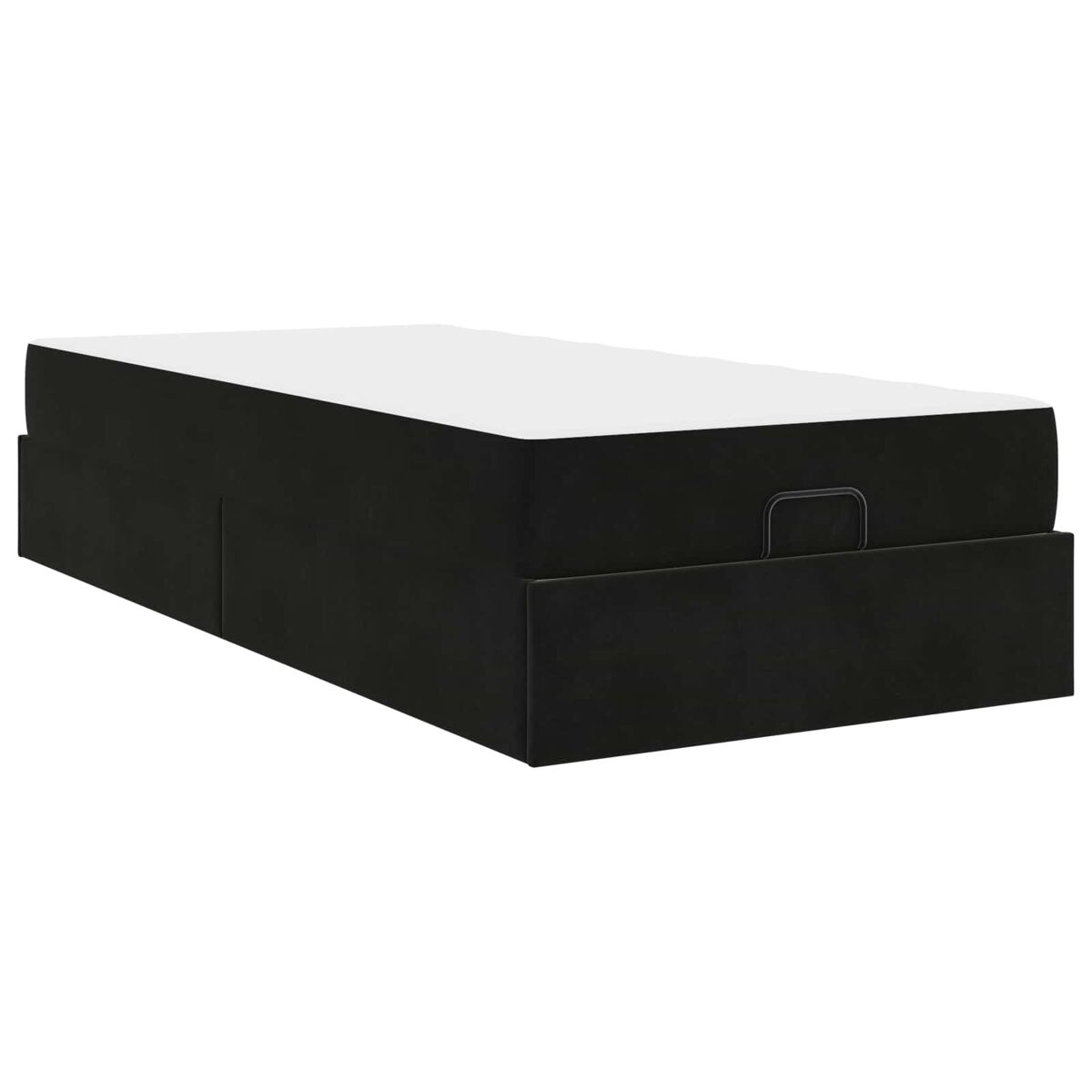 Estrutura de cama de solteiro para adultos com colchão com colchão 2 pcs preto veludo