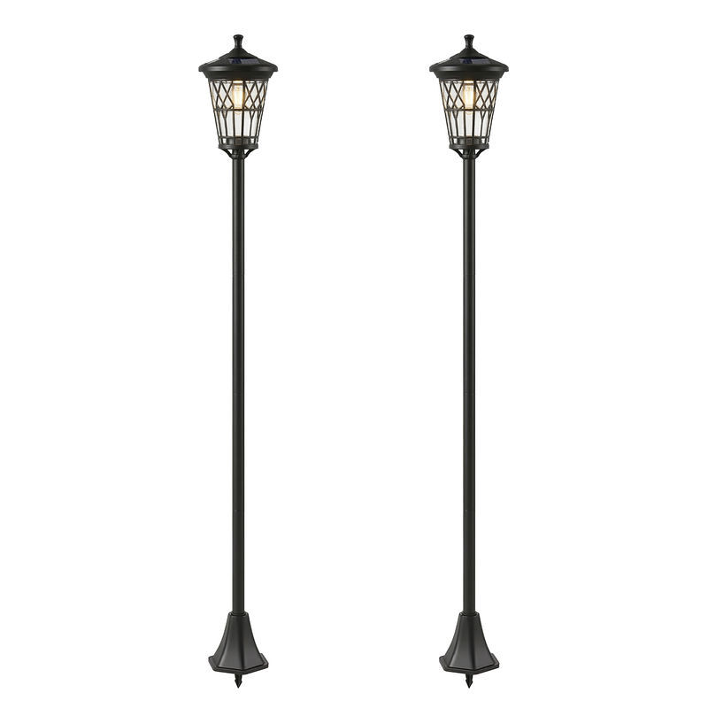 Outsunny conjunto de 2 candeeiros solares de jardim, luzes solares de exterior de aço inoxidável com altura ajustável, 2 modos de brilho, ip44