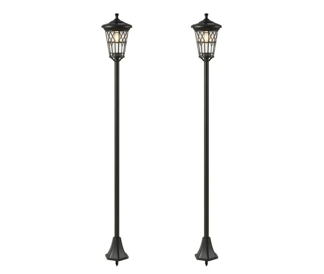 Outsunny conjunto de 2 candeeiros solares de jardim, luzes solares de exterior de aço inoxidável com altura ajustável, 2 modos de brilho, ip44
