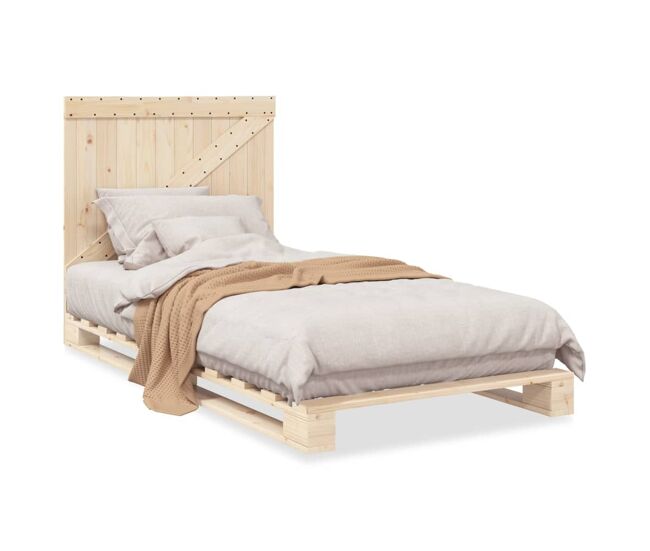 Estrutura de cama de solteiro para adultos com cabeceira 100x200cm pinho maciço