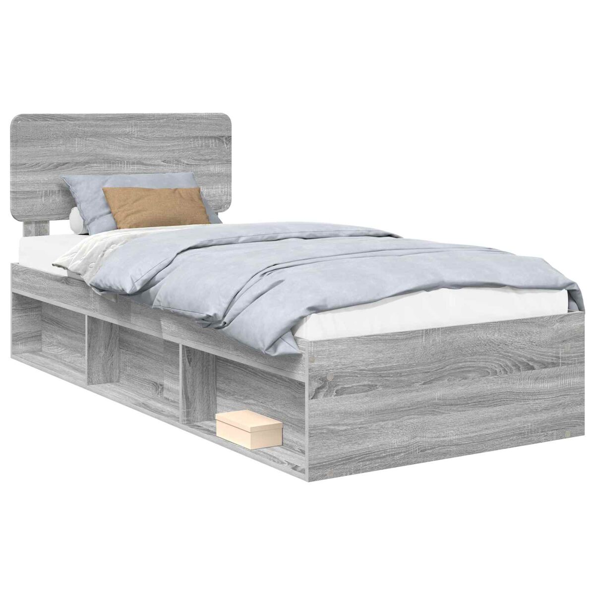 Estrutura de cama de solteiro para adultos com cabeceira - cinza sonoma 100 x 200 cm