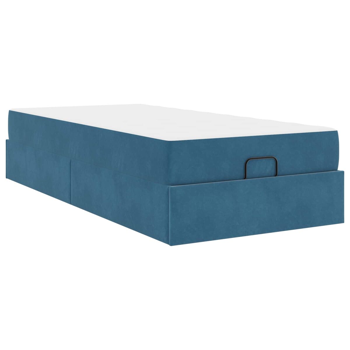 Estrutura de cama de solteiro para adultos com colchão com colchão 2 pcs azul veludo