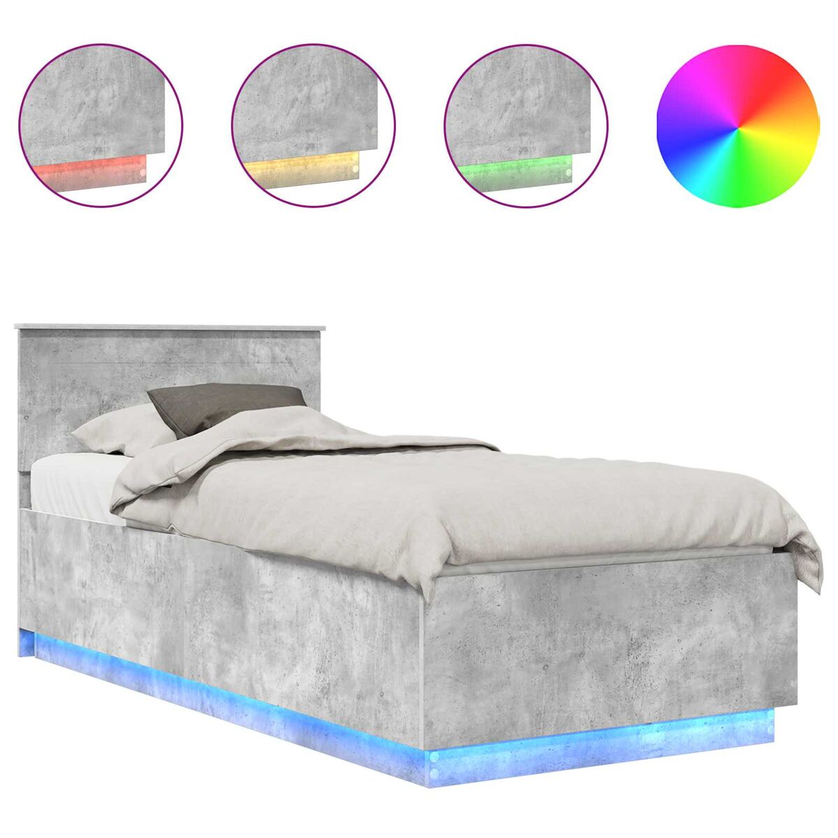 Estrutura de cama de solteiro para adultos - cinzento 100 x 200 cm madeira processada