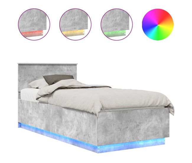 Estrutura de cama de solteiro para adultos - cinzento 100 x 200 cm madeira processada