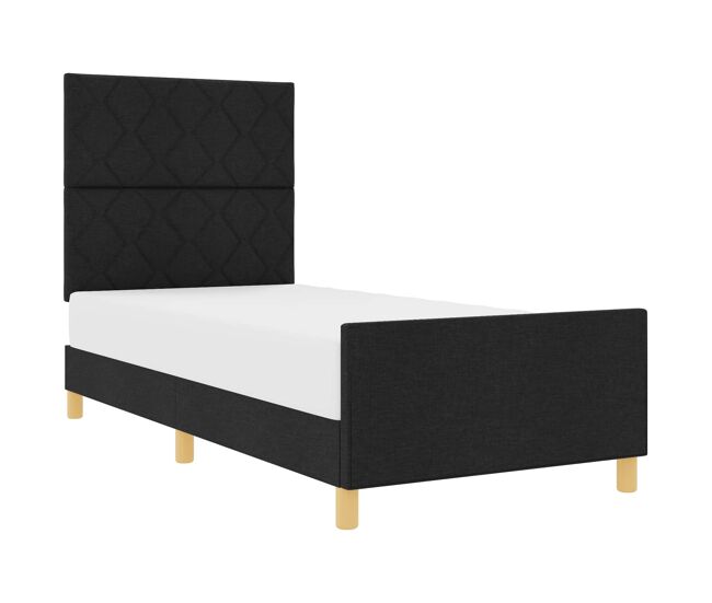 Estrutura de cama de solteiro para adultos com cabeceira - preto 100 x 200 cm tecido