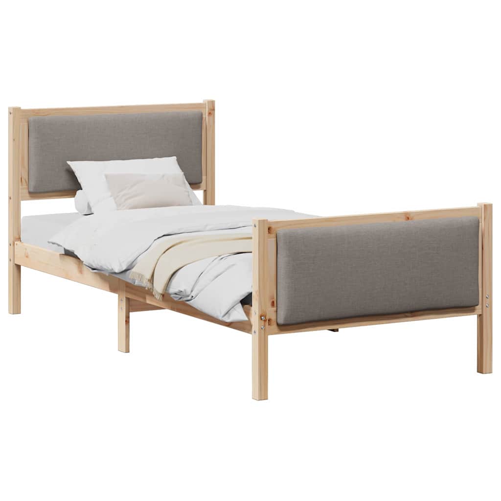 Estrutura de cama de solteiro para adultos - cinzento-acastanhado 100 x 200 cm tecido