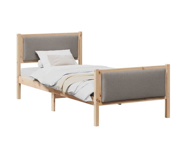 Estrutura de cama de solteiro para adultos - cinzento-acastanhado 100 x 200 cm tecido