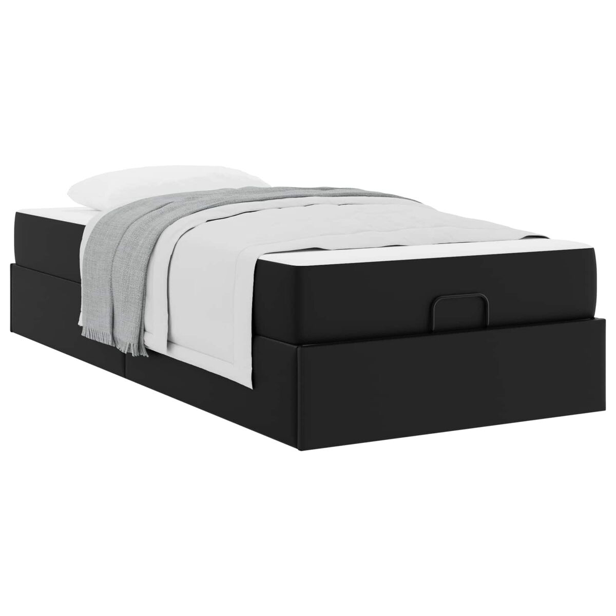 Estrutura de cama de solteiro para adultos com colchão com colchão 2 pcs preto pvc