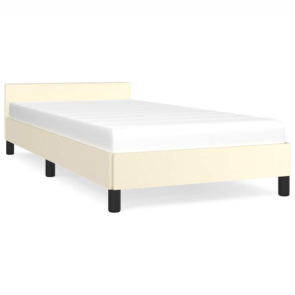 Estrutura de cama de solteiro para adultos c/ cabeceira 90x190 cm creme