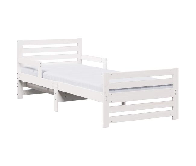 Estrutura de cama de solteiro para adultos - branco 80 x 200 cm madeira de pinheiro sólida