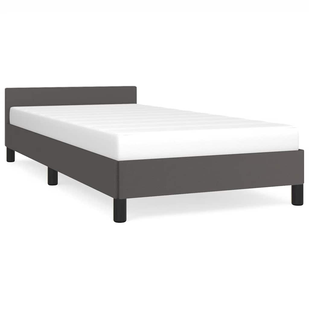 Estrutura de cama de solteiro para adultos c/ cabeceira 90x190 cm cinzento