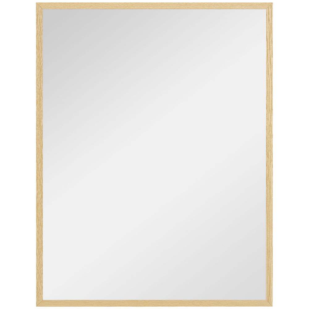 Homcom espelho de parede 70x90 cm espelho de casa de banho retangular decorativo para sala entrada corredor horizontal ou vertical madeira