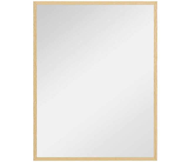Homcom espelho de parede 70x90 cm espelho de casa de banho retangular decorativo para sala entrada corredor horizontal ou vertical madeira