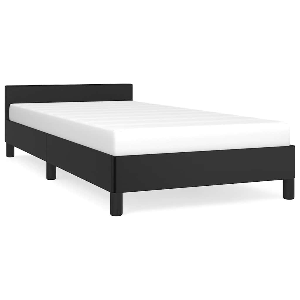 Estrutura de cama de solteiro para adultos c/ cabeceira 90x190 cm preto